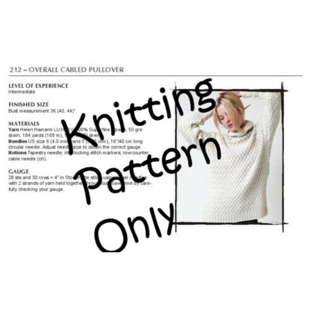 New Helen Hamann 212 Overall Cabled Pullover Turtleneck Sweater Knitting Pattern